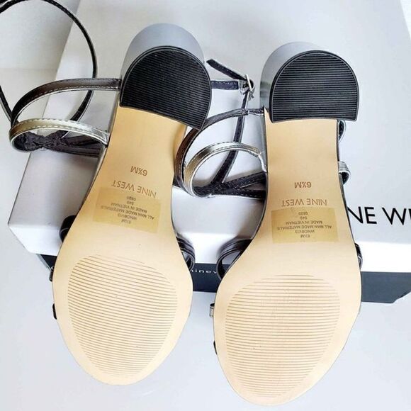 NINE WEST Obvi Ankle Strap Dress Silver Sandals SIZE 6,5 NEW WITH BOX - Picture 4 of 7
